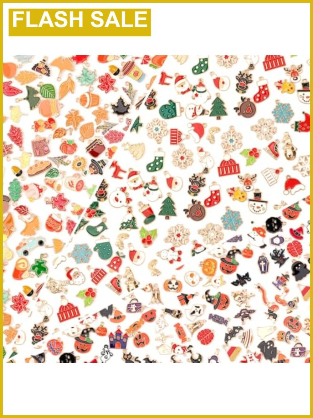 350pc Holiday Charm Set Fall Halloween Christmas Enamel Alloy DIY Jewelry